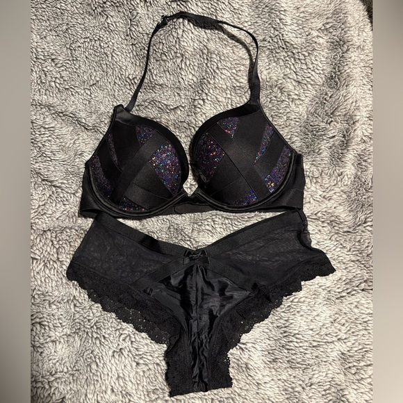 Victoria's Secret Other - Elegant Black Glitter Women's Bra Set